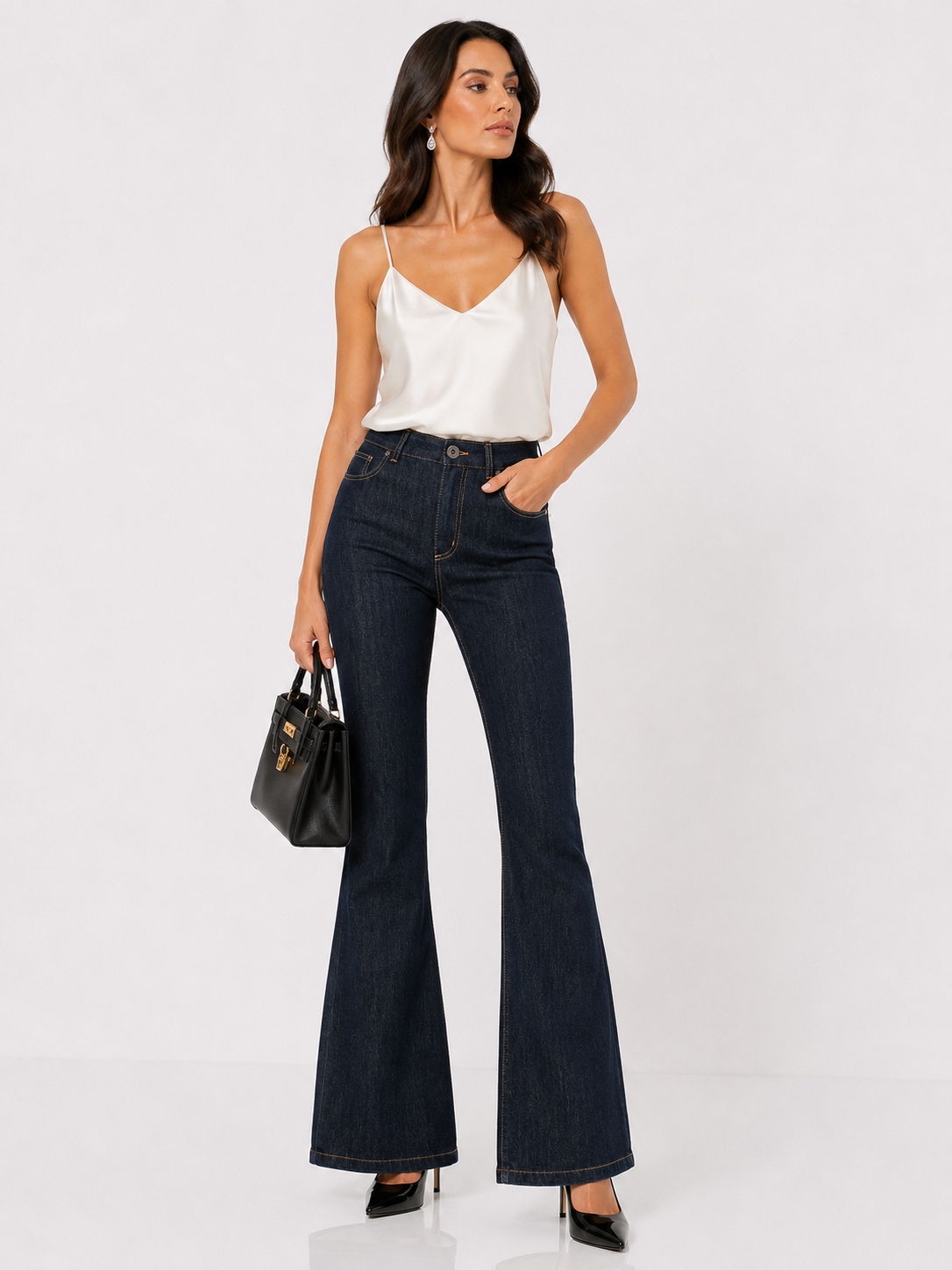 Alexander McQueen High Rise Flared Denim Jeans