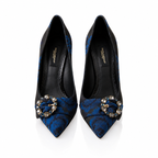 Scarpe décolleté Dolce & Gabbana in cristallo e pelle di serpente Ayers blu a fiori