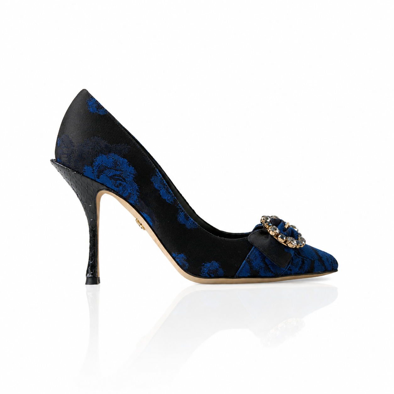 Scarpe décolleté Dolce & Gabbana in cristallo e pelle di serpente Ayers blu a fiori