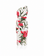 Dolce & Gabbana Floral Carnation Ruched Midi Dress