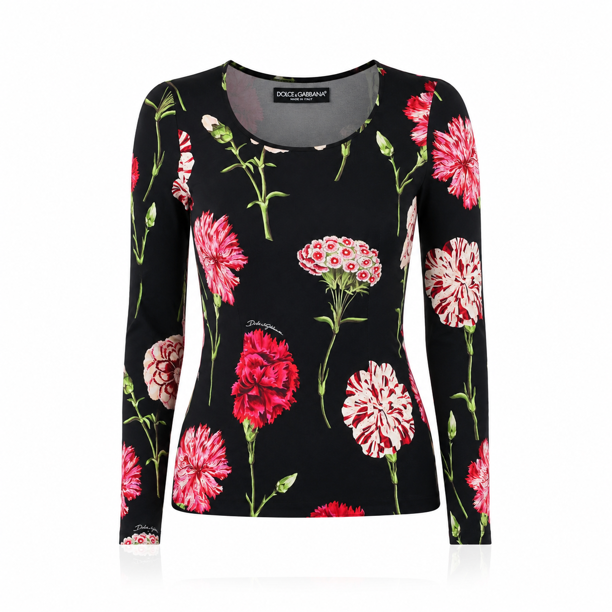 Dolce & Gabbana Floral Carnation Silk Blouse