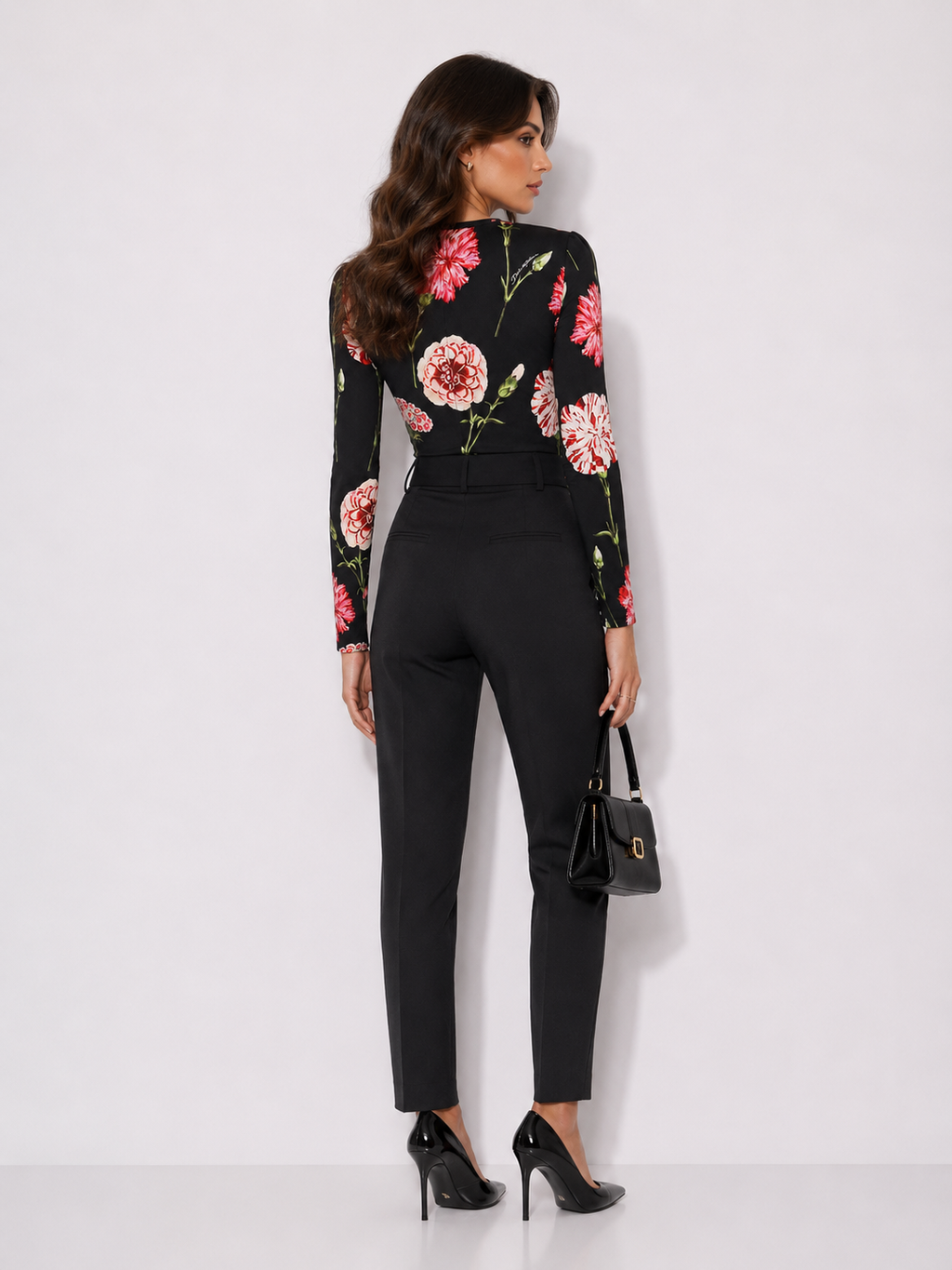 Dolce & Gabbana Floral Carnation Silk Blouse