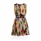 Dolce & Gabbana Mini Abito A Trapezio Senza Maniche Floreale Beige