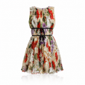 Dolce & Gabbana Mini Abito A Trapezio Senza Maniche Floreale Beige