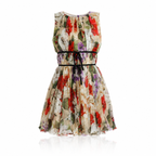 Dolce & Gabbana Mini Abito A Trapezio Senza Maniche Floreale Beige