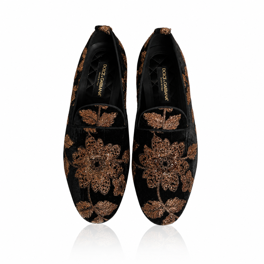 Dolce & Gabbana Floral Velvet Brocade Loafers