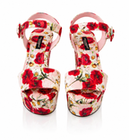 Dolce & Gabbana Bianca Floral Brocade Wedge Sandals