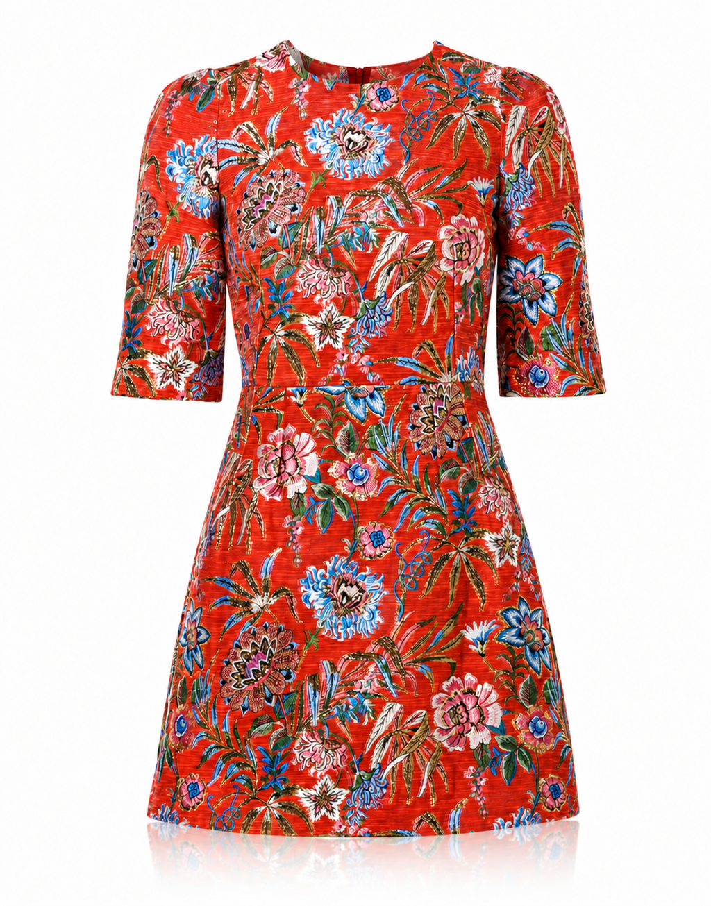 Dolce & Gabbana Red Floral Jacquard A-line Mini Dress