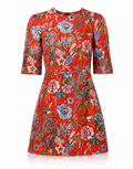 Dolce & Gabbana Red Floral Jacquard A-line Mini Dress