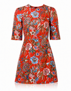 Dolce & Gabbana Red Floral Jacquard A-line Mini Dress