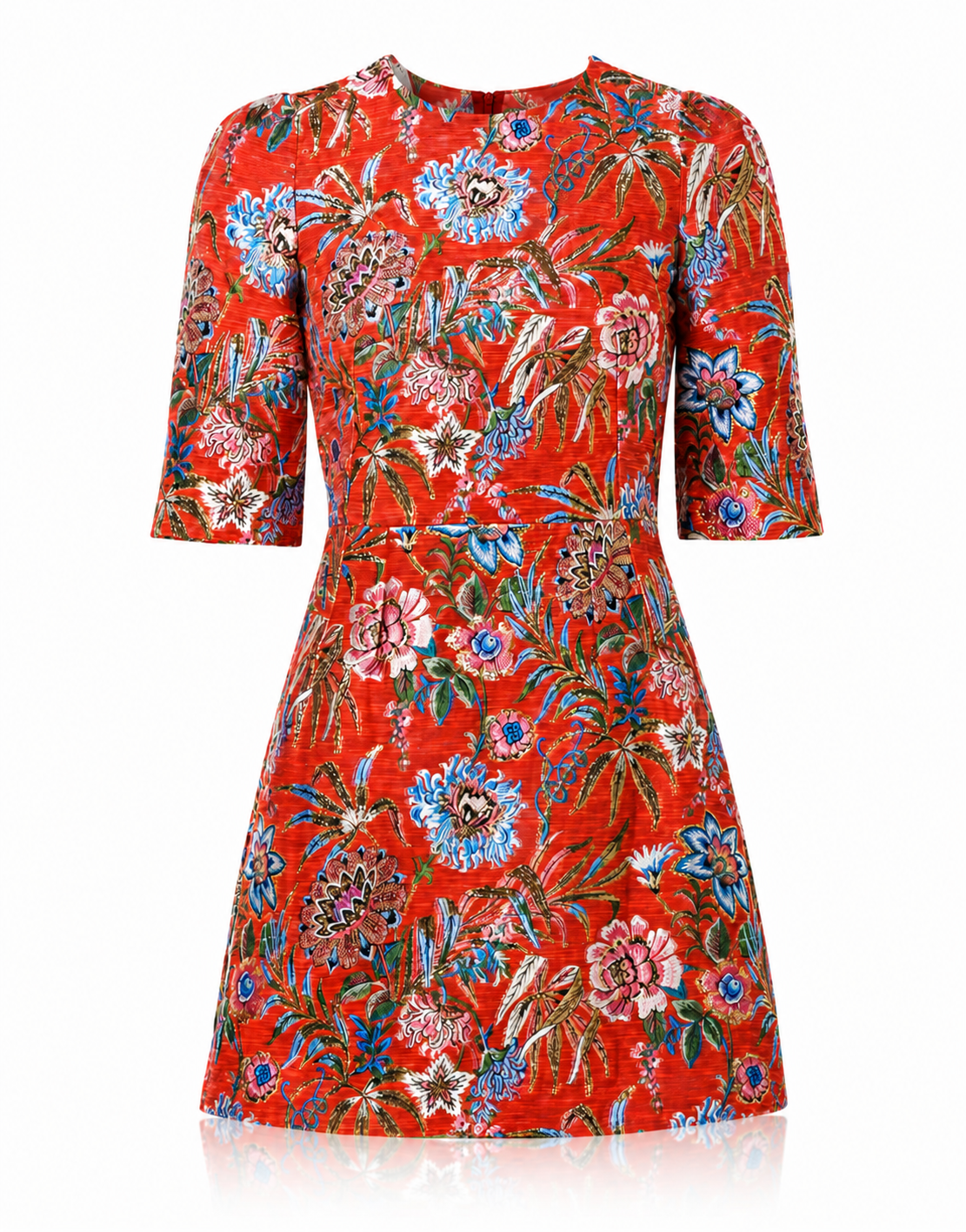 Dolce & Gabbana Red Floral Jacquard A-line Mini Dress