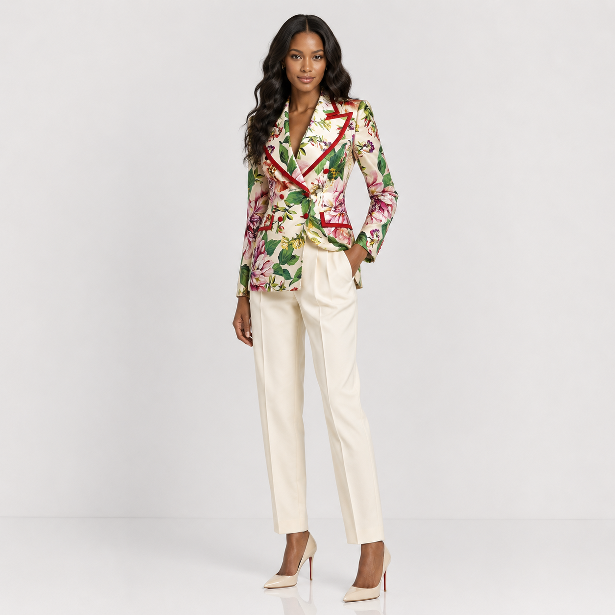 Dolce & Gabbana Floral Silk Double-Breasted Blazer