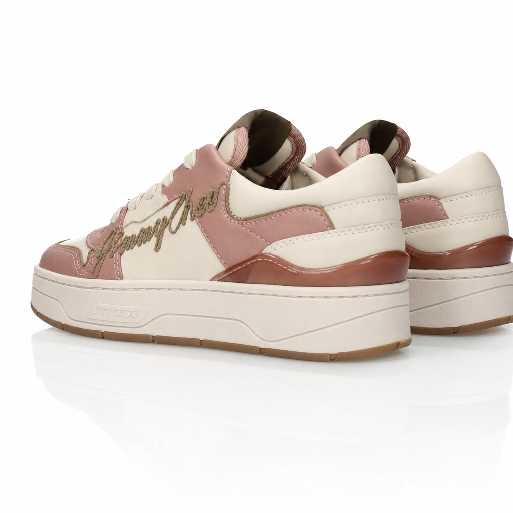 Sneakers Basse Jimmy Choo in Pelle Rosa