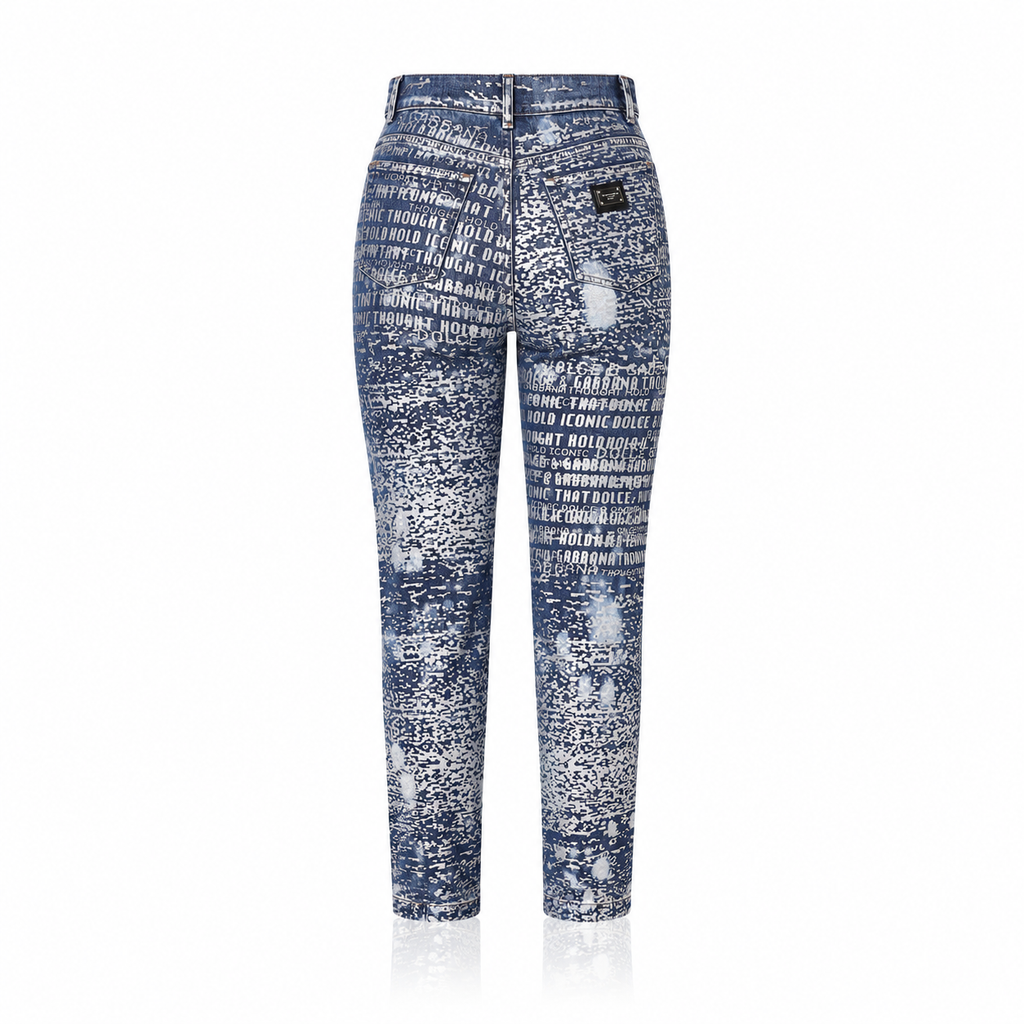 Dolce & Gabbana Foiled Washed Denim Jeans
