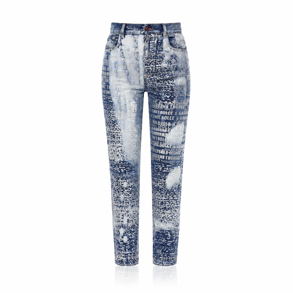 Dolce & Gabbana Foiled Washed Denim Jeans