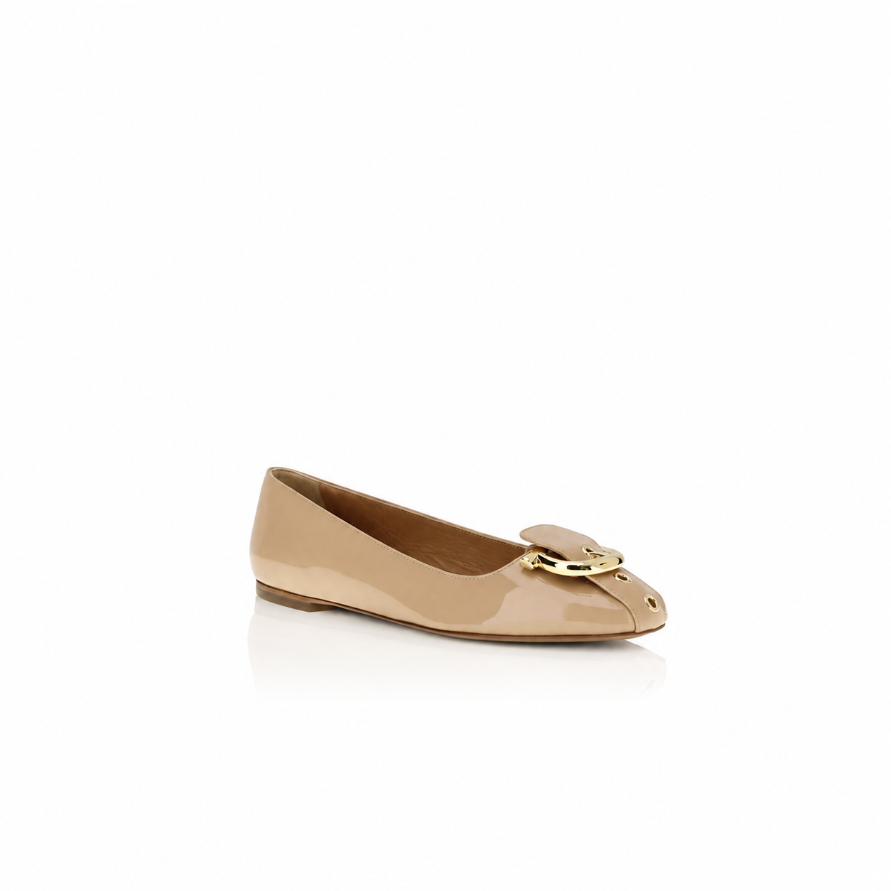 Ferragamo Gancini Ballet Beige Flats