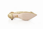Dolce & Gabbana Gold Floral Brocade Crystal Slingback Pumps