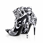 Dolce & Gabbana White Graffiti Stretch Ankle Boots