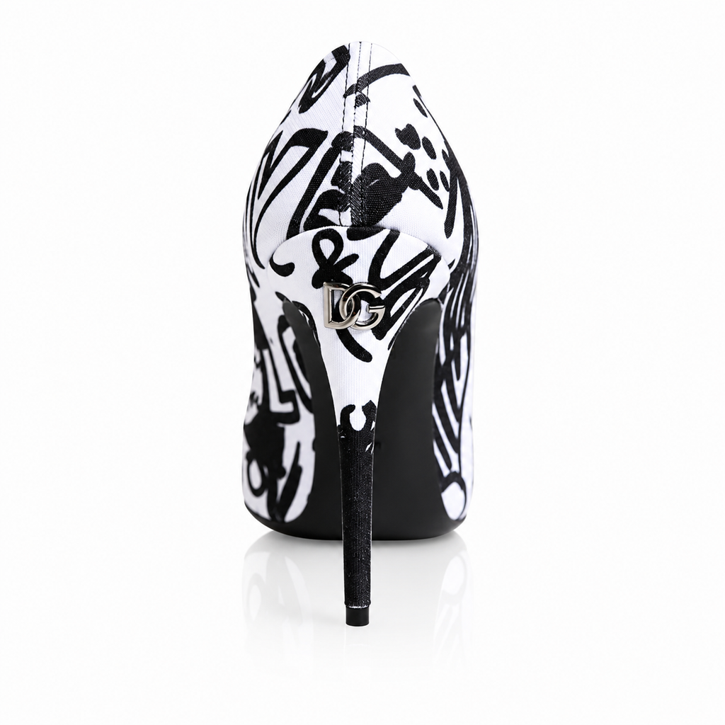Dolce & Gabbana White Graffiti Stretch Ankle Boots