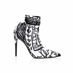 Dolce & Gabbana White Graffiti Stretch Ankle Boots