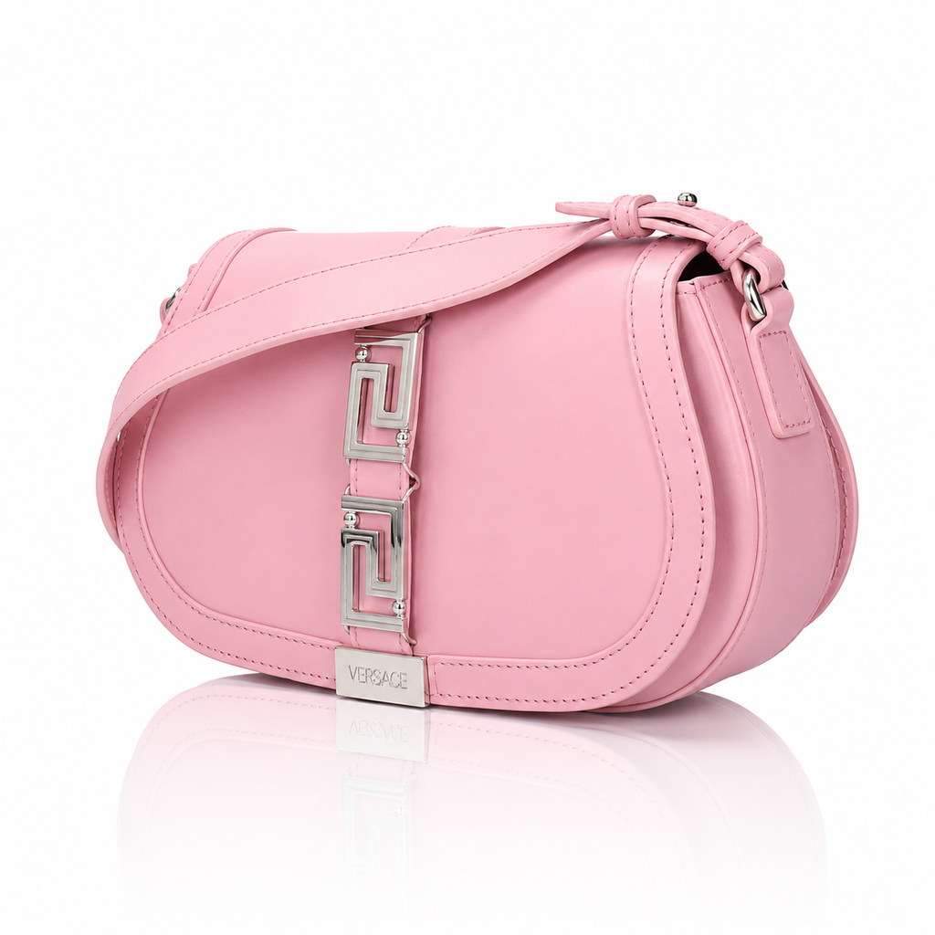 Versace Greca Goddess Pink Leather Shoulder Bag