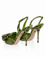 Dolce & Gabbana Green Python Bow Leather Heels