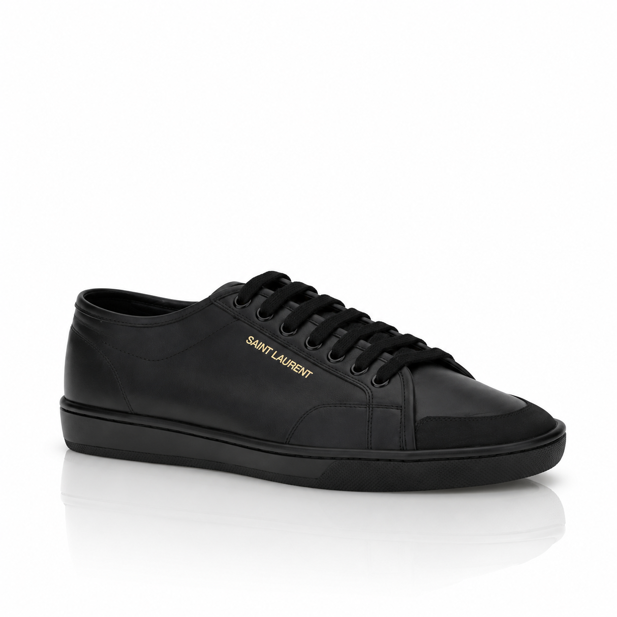 Saint Laurent Black Leather Gym Sneakers