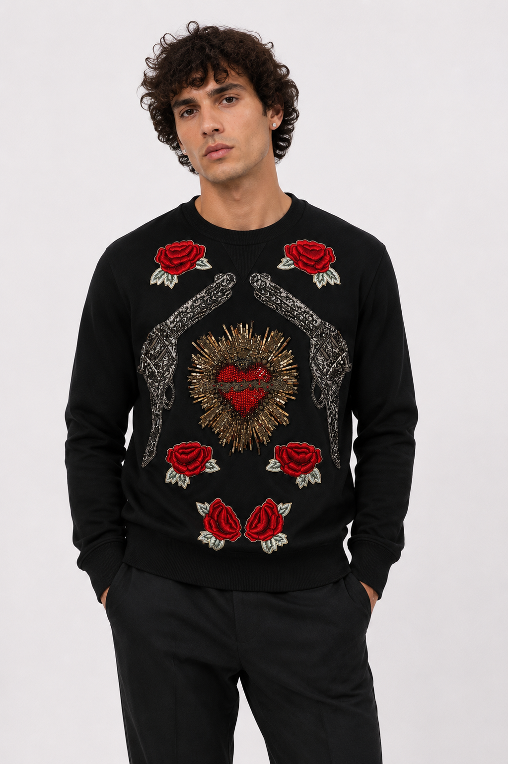 Dolce & Gabbana Hearts Roses Pistols Sweater