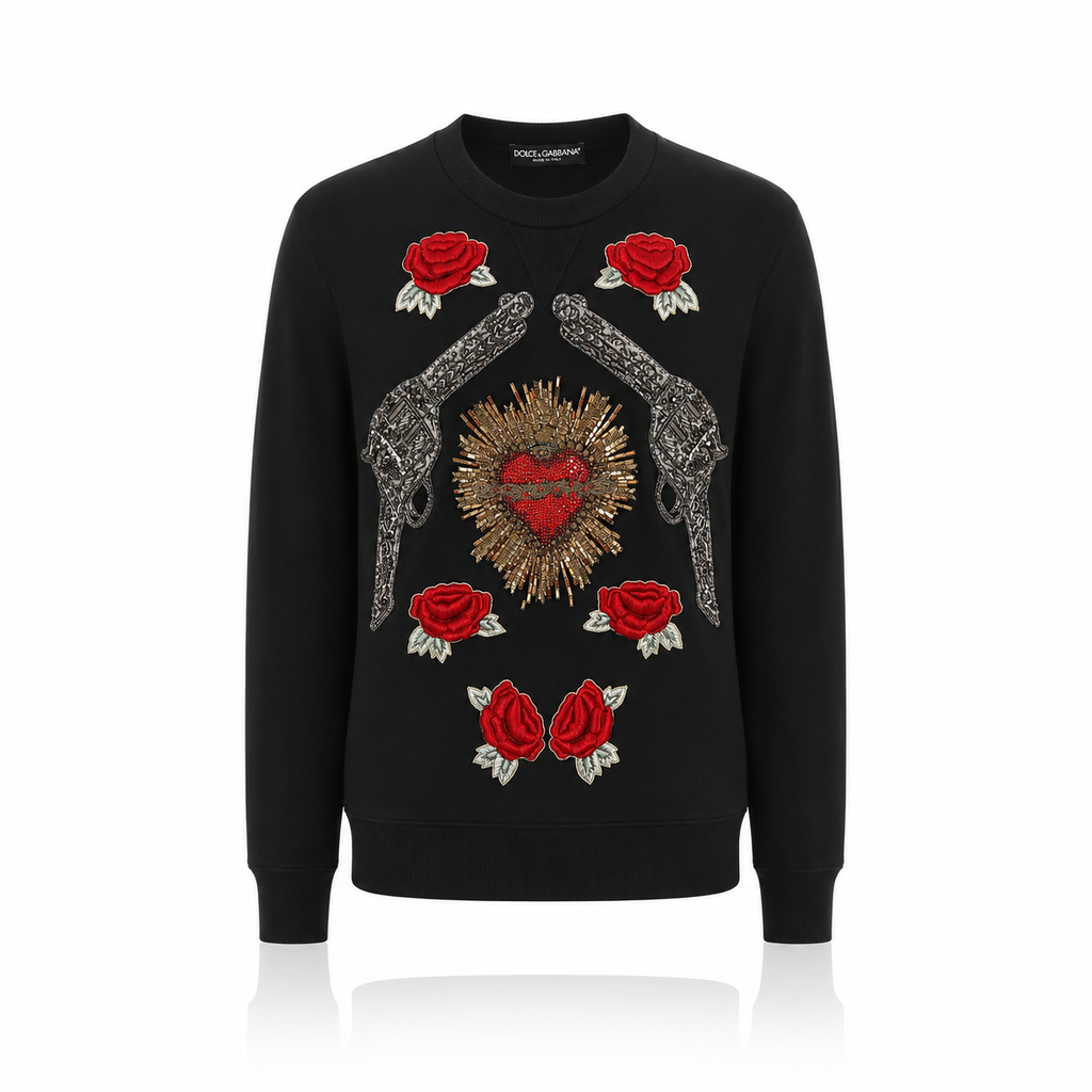 Dolce & Gabbana Hearts Roses Pistols Sweater