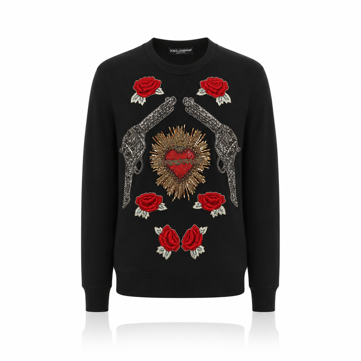 Dolce & Gabbana Hearts Roses Pistols Sweater