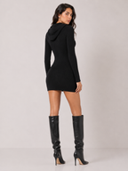 Fendi Hooded Wool-Silk Mini Dress