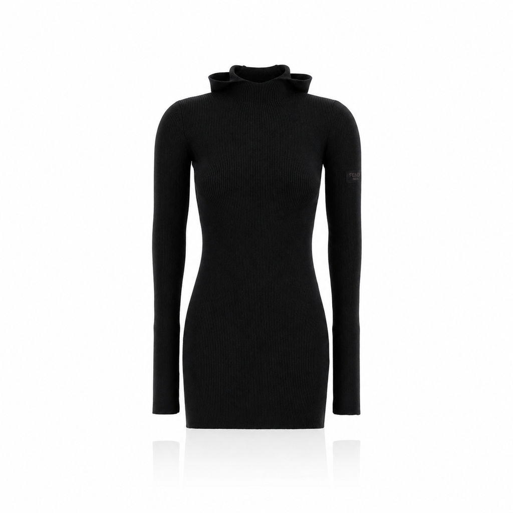 Fendi Hooded Wool-Silk Mini Dress