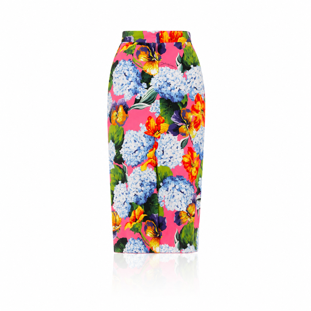 Dolce & Gabbana Hydrangea and Pansy Midi Skirt