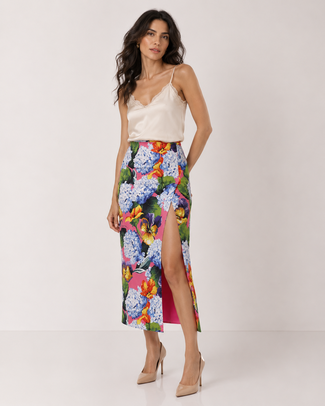 Dolce & Gabbana Hydrangea and Pansy Midi Skirt