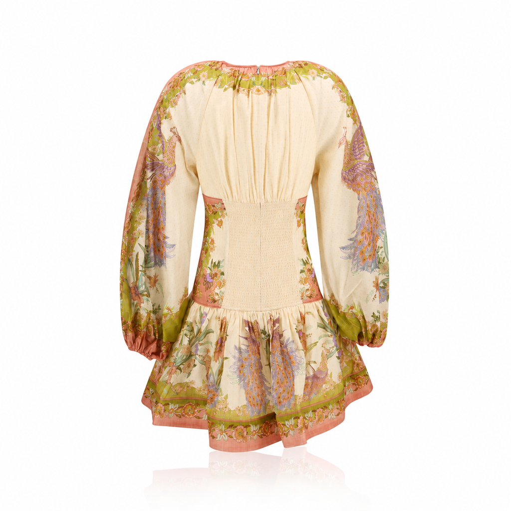 Zimmermann Indra Chartreuse Scarf Floral Mini Dress