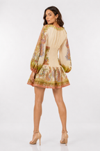 Zimmermann Indra Chartreuse Scarf Floral Mini Dress