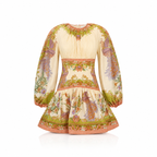 Zimmermann Indra Chartreuse Scarf Floral Mini Dress
