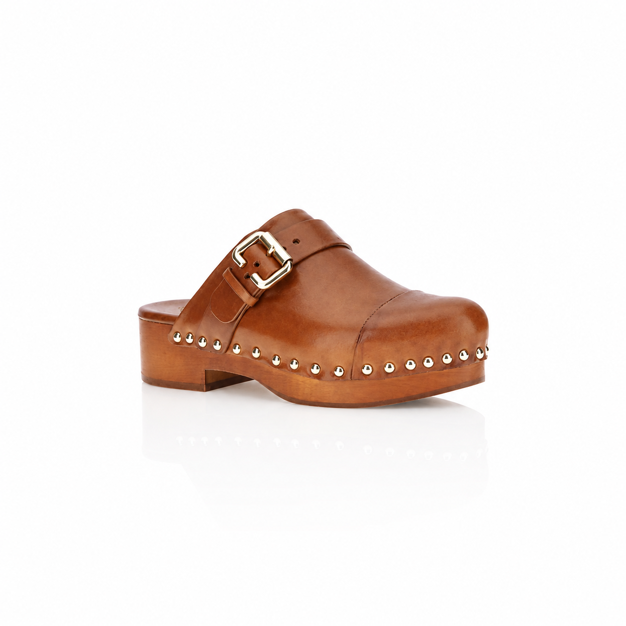 Chloé Jeannette Brown Studded Leather Clogs