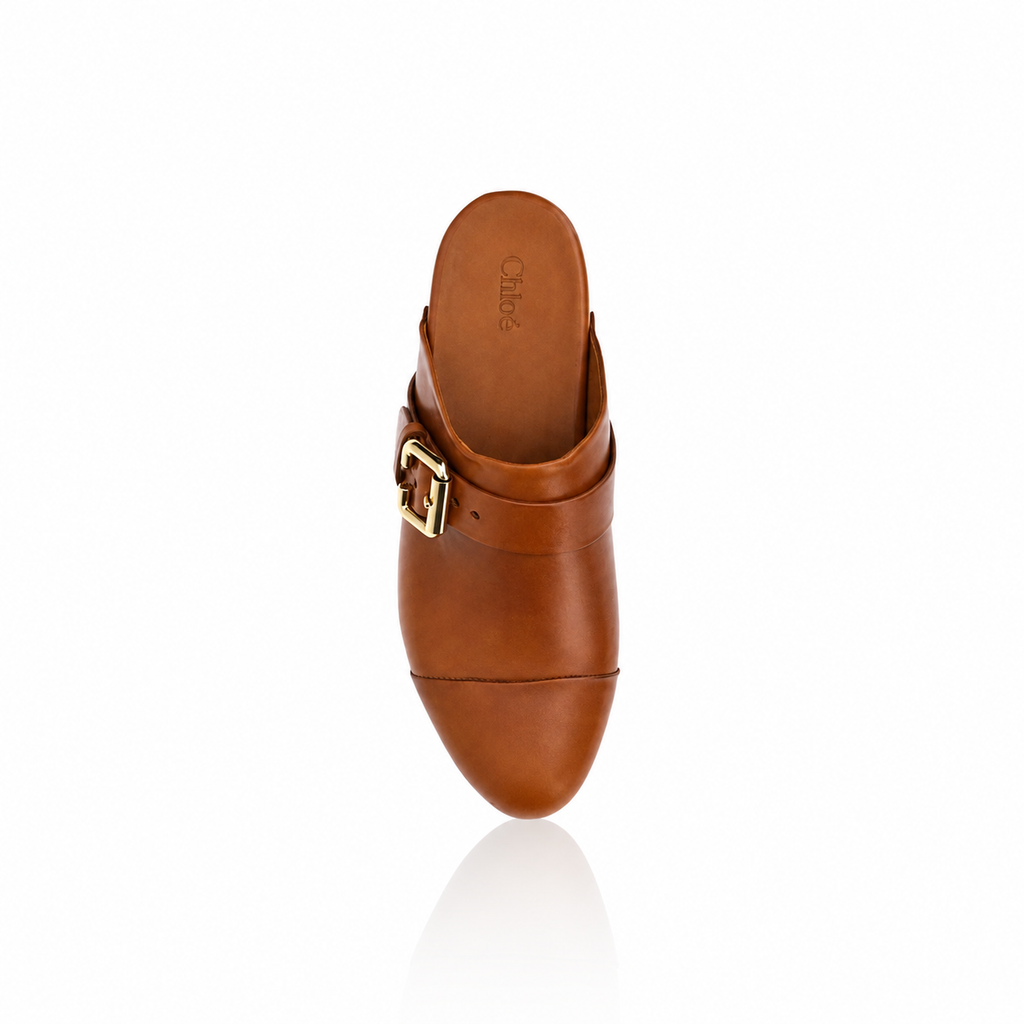 Chloé Jeannette Brown Studded Leather Clogs