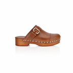 Chloé Jeannette Brown Studded Leather Clogs