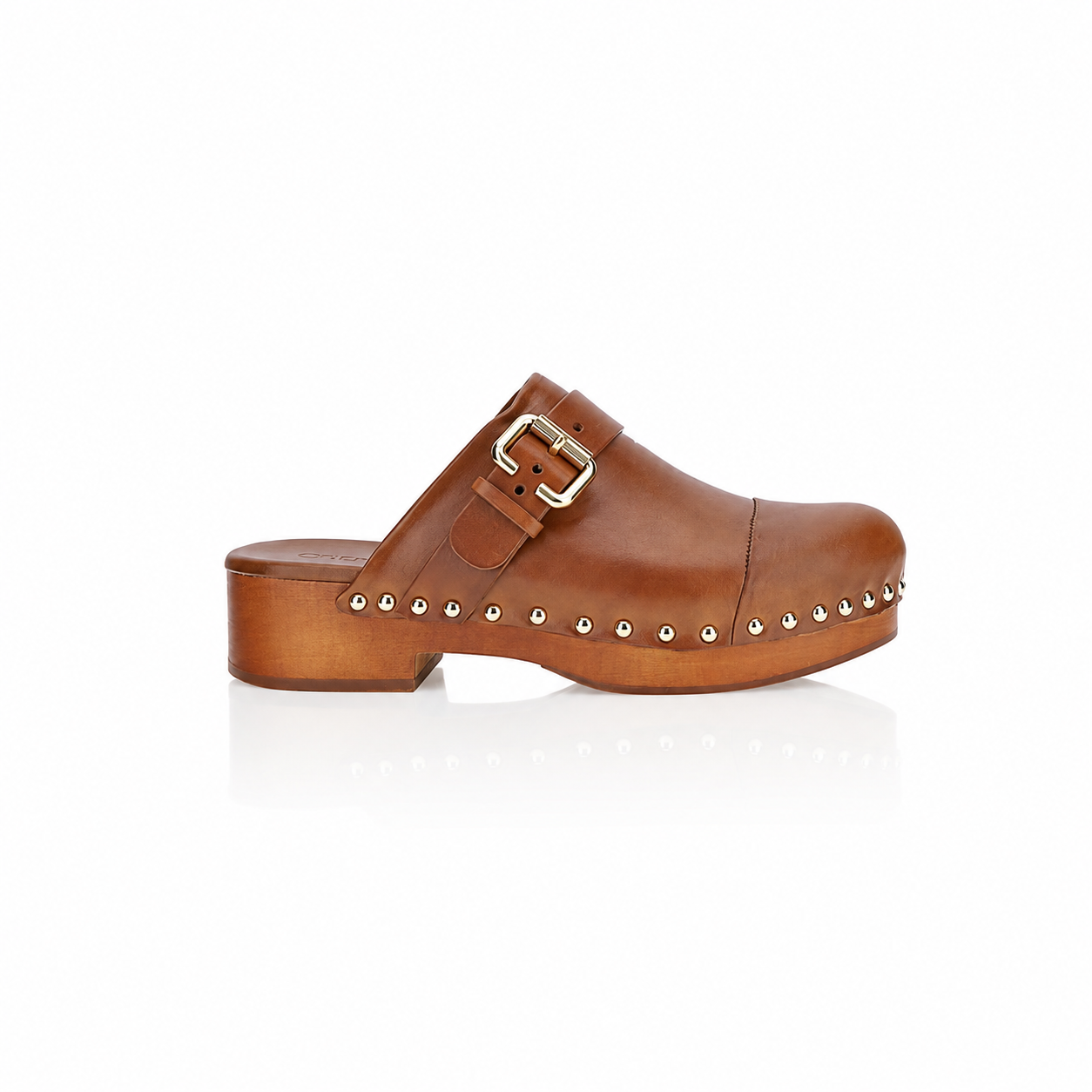 Chloé Jeannette Brown Studded Leather Clogs