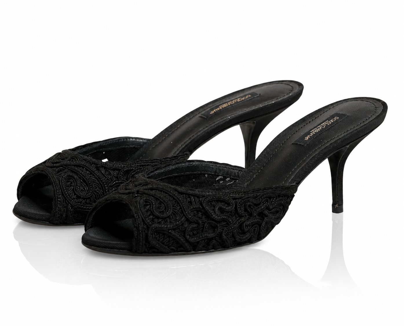 Dolce & Gabbana Keira Black Cordonetto Lace Heel Sandals