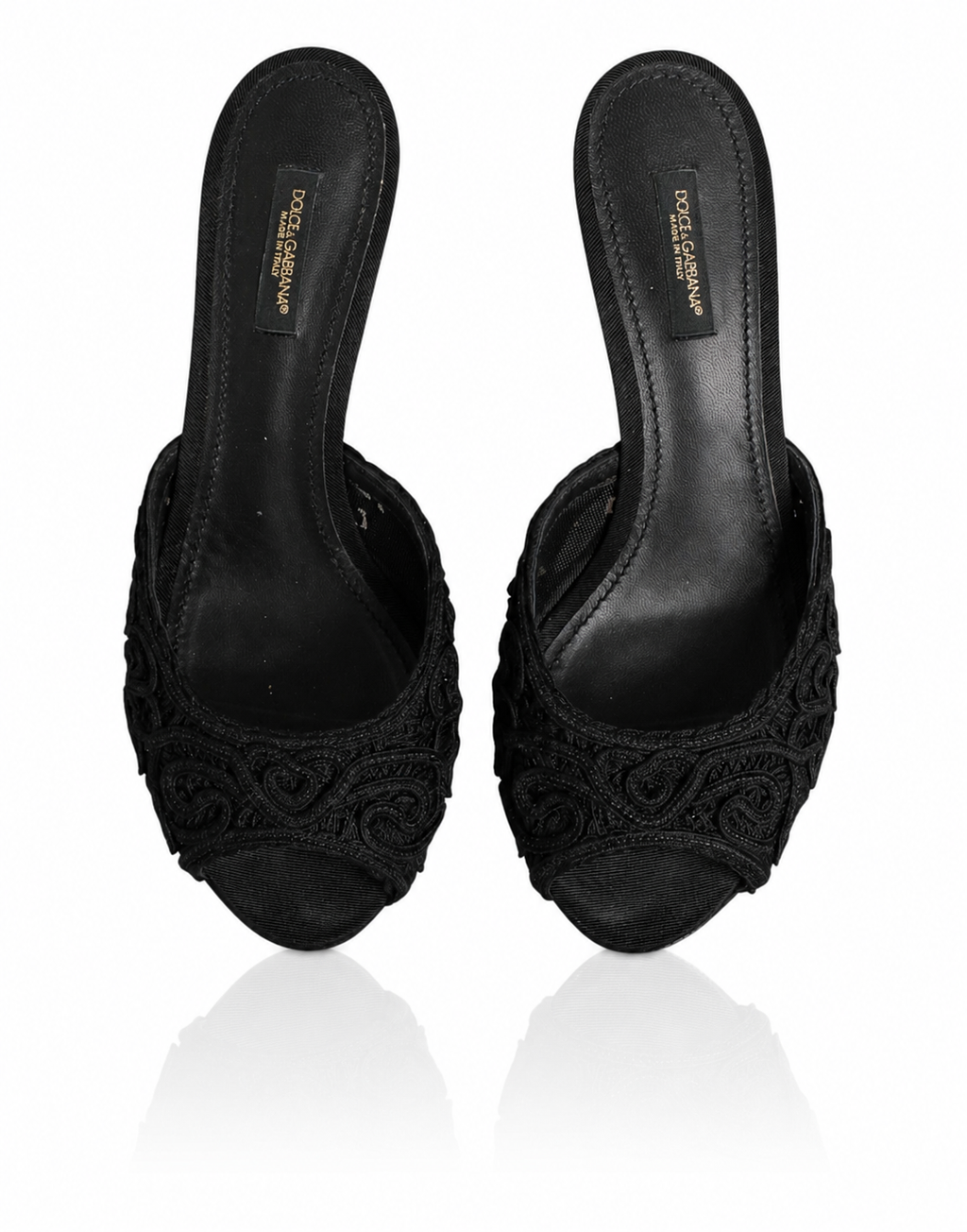 Dolce & Gabbana Keira Black Cordonetto Lace Heel Sandals
