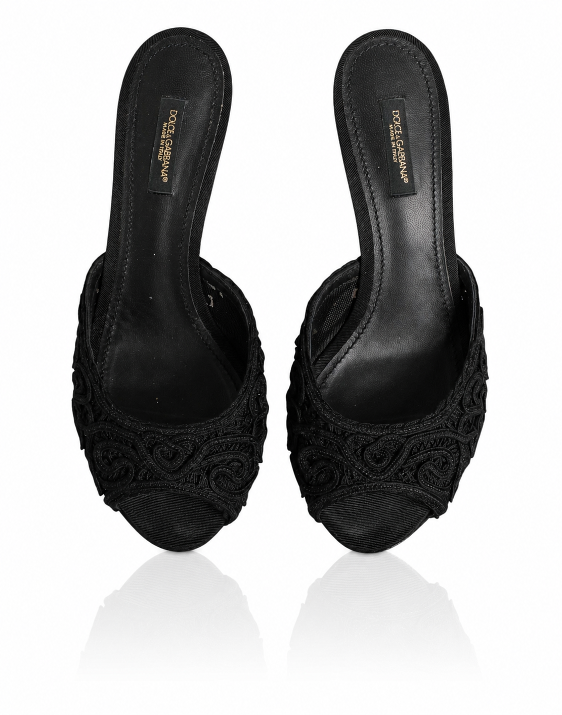 Dolce & Gabbana Keira Black Cordonetto Lace Heel Sandals