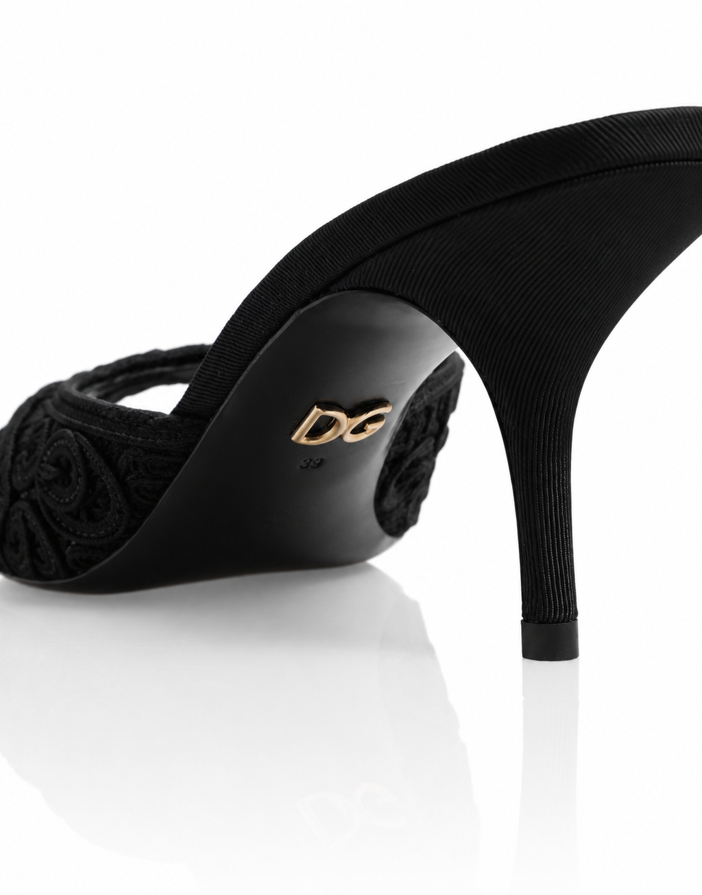 Dolce & Gabbana Keira Black Cordonetto Lace Heel Sandals