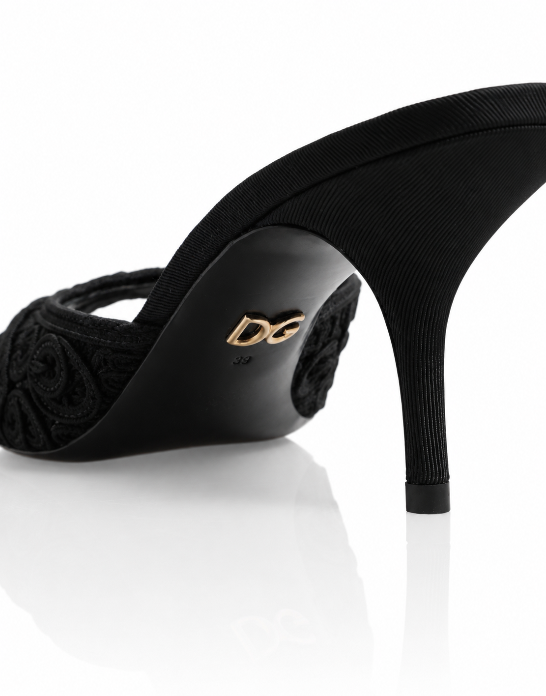 Dolce & Gabbana Keira Black Cordonetto Lace Heel Sandals