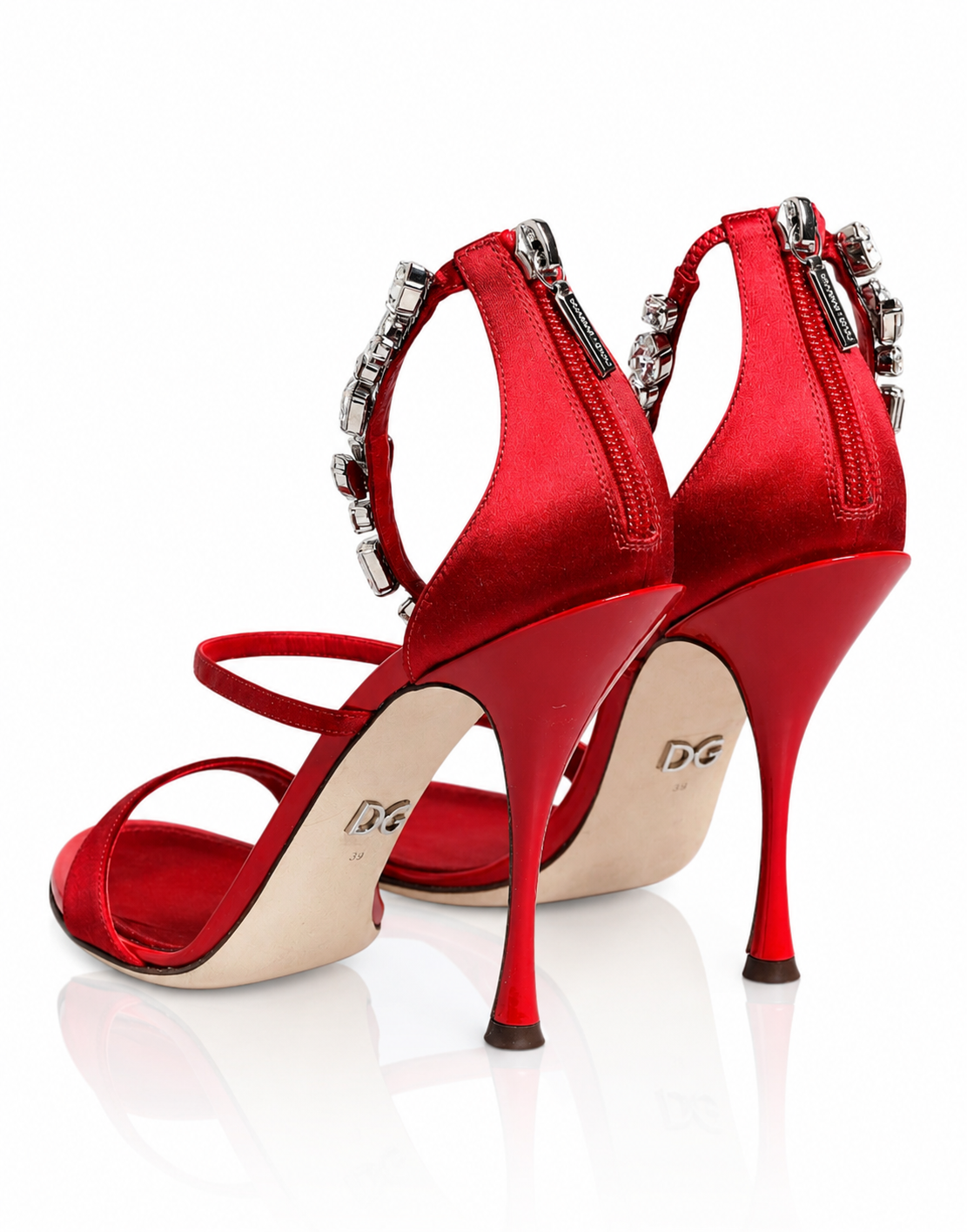 Dolce & Gabbana Keira Red Satin Crystal Sandals
