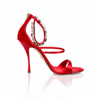 Dolce & Gabbana Keira Red Satin Crystal Sandals