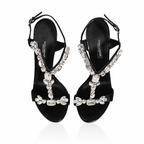Dolce & Gabbana Keira Crystal Satin Sandals Black