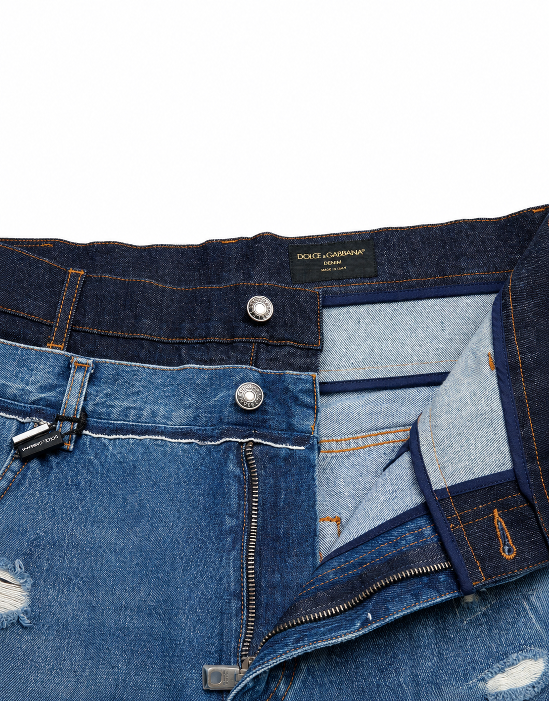 Jeans Denim da Uomo Dolce & Gabbana in Cotone Blu Strappato